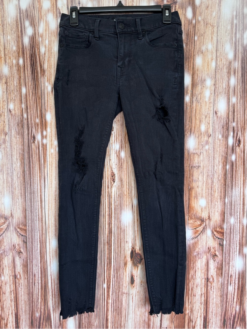 2 Pair Express Black Distressed Ankle Legging Mid Rise Skinny Jeans